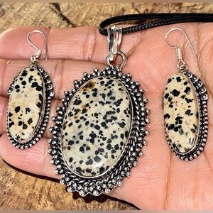Dalmation Jasper Pendant & Earrings Set